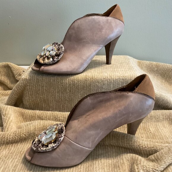 Poetic Licence Ankle Boot Heels - Size 8.5 Shoes w/Leather - Open Toe - Picture 5 of 6